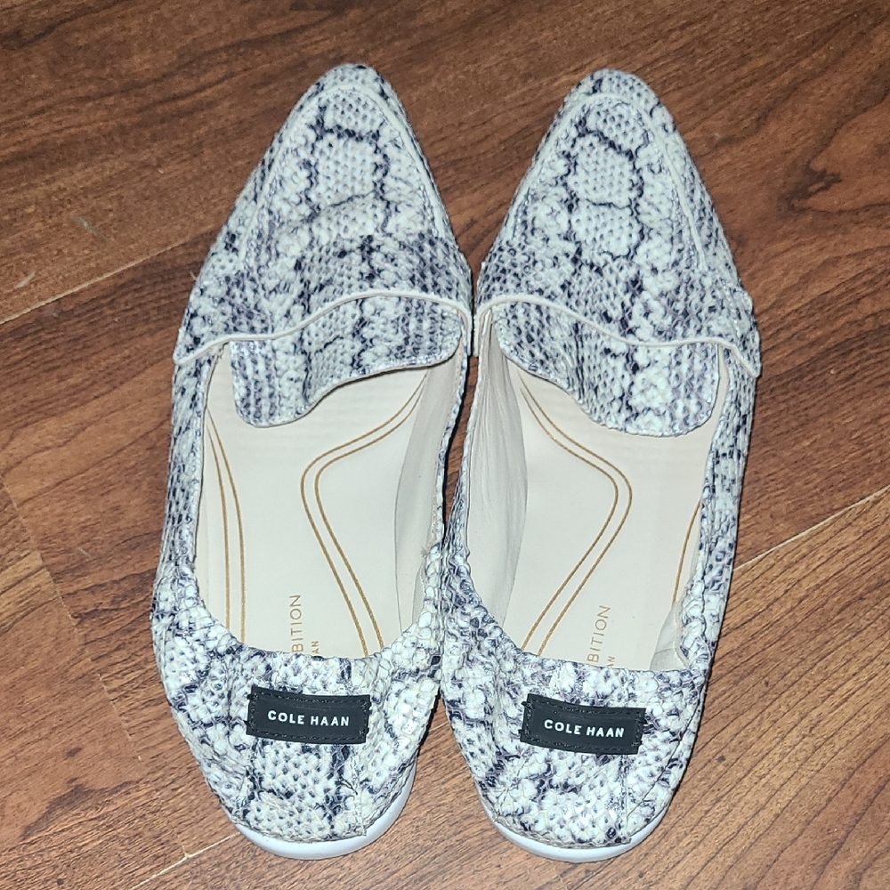 Womens Cole Haan Grand Ambition Amado Snakeskin-Embossed Leather Loafers Size 8b
